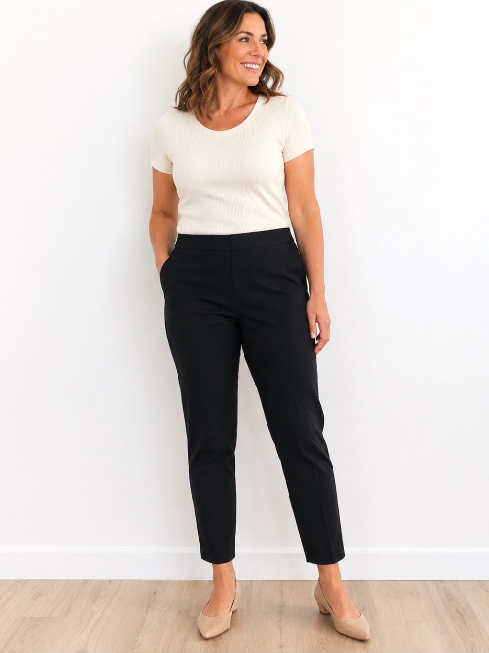 J. Jill Chino Pants 14 Black Precision Stretch Cotton Side-Zip Slim Leg